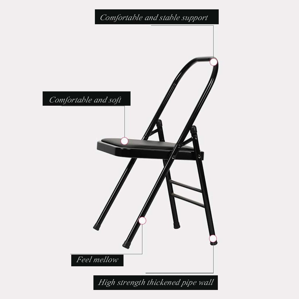 Folding Yoga Chair,Iyengar Yoga Chair,Pilates Yoga Chair,Backless Yoga Chair,Back Exercise Tool,Sturdy and Stable,Yoga Inversion Chair, Black