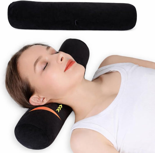Health Cervical Neck Roll, Comfortable and Highly Resilient Bolster Pillows, Round Neck Pillows Support for Sleeping | Large Size Bolster Pillow for Bed, Legs, Back and Yoga (Purple 81)