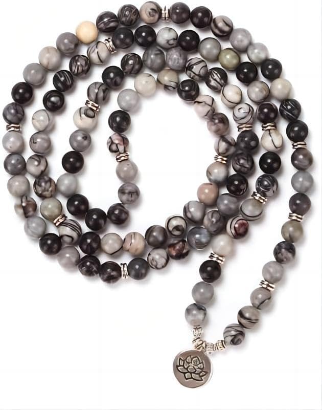 Mala Bead Strand Bracelet, 108 Buddhist Prayer Beads Yoga Meditation Green Malachite Beads Necklace Women man