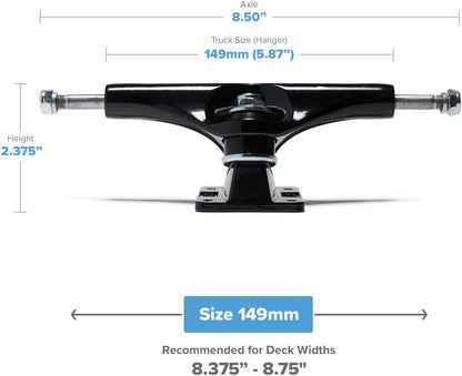 [CCS] Skateboard Trucks - 109mm, 129mm, 139mm, 144mm, 149mm, 169mm Black/Raw W/1" Mounting Hardware
