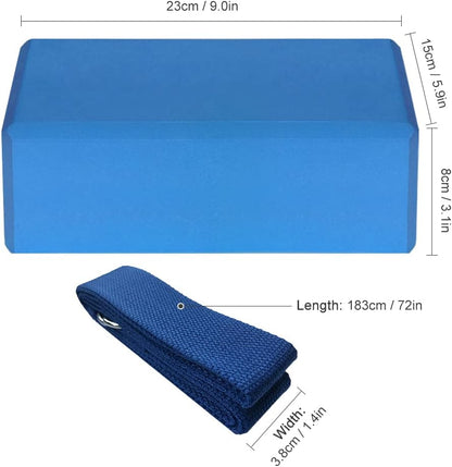 2 Piece Eva Yoga Block 1 Piece Cotton Yoga Strap Stable Block Yoga Strap Set for Yoga Pilates Meditation
