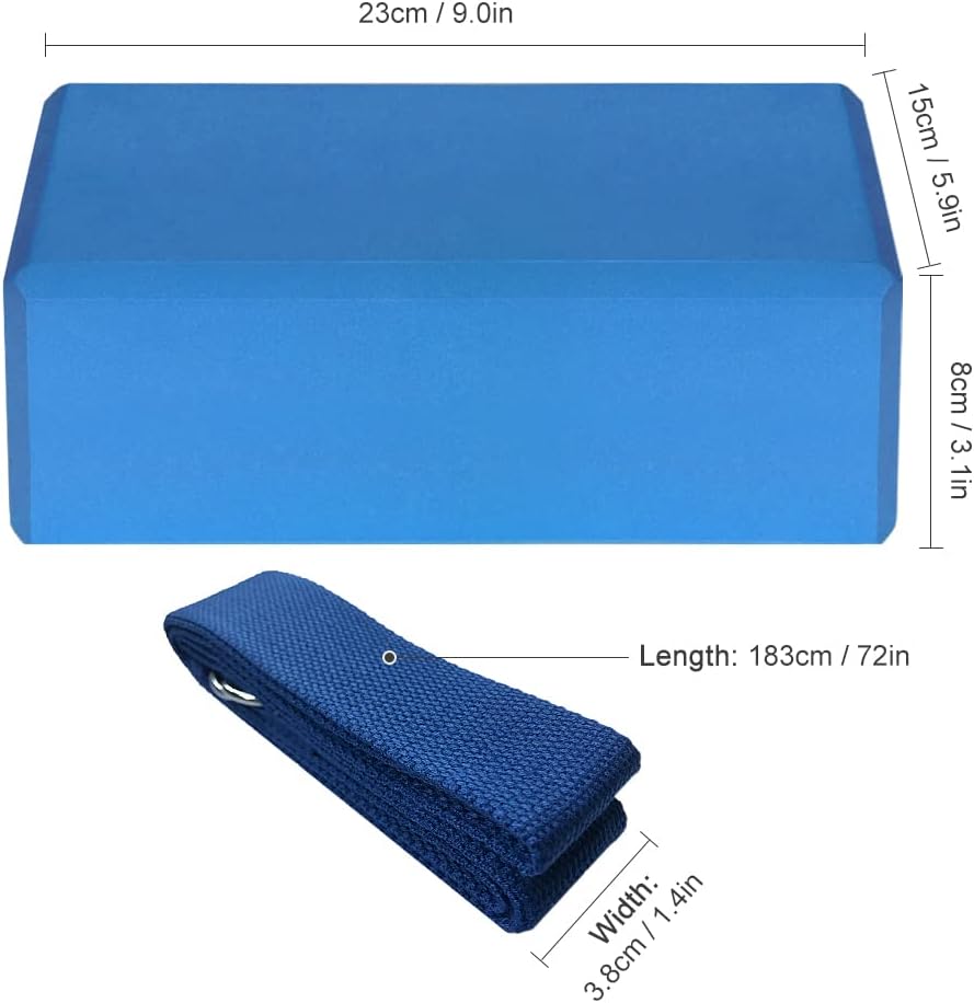 Yoga Blocks Yoga Strap Set EVA Yoga Blocks with Strap for Yoga Pilates Meditation