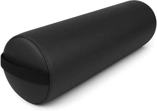 TOA Round Massage Bolster Pillow 24 x 6 Inch – Full Cylinder Support Cushion with PU Leather Cover & Carry Handle – for Massage Table, Yoga, Physical Therapy & Spa Use