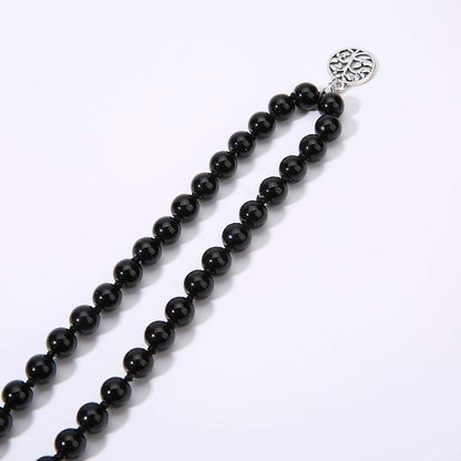 108 Mala Beads Necklace Semi-Precious Gem Stones Meditation Necklace 108 Hand Knotted Japa Mala Beaded Tassel Necklace with Tree of Life Pendant
