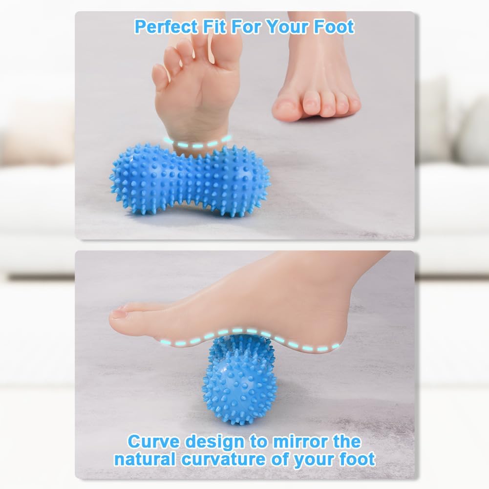URAQT Spiky Massage Ball Set, 2 Pack Physical Therapy Massage Balls, Hard Lacrosse Ball & Spiky Massage Ball for Myofascial Release and Trigger Point Deep Tissue Massage (Red)