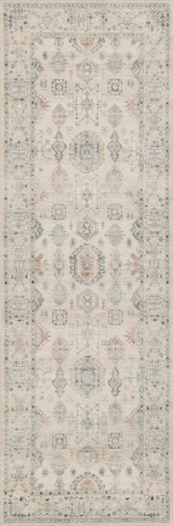 Loloi Hathaway Collection HTH-06 Blush/Multi 2'-6" x 7'-6", .25" Thick, Runner Rug, Soft, Durable, Printed, Modern, Low Pile, Non-Shedding, Easy Clean, Living Room Rug