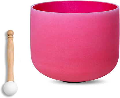 8 inch White C Note Root Chakra Quartz Crystal Singing Bowl, for Healing Mindfulness Meditation Yoga Sound Baths, with Rubber Mallet O-ring