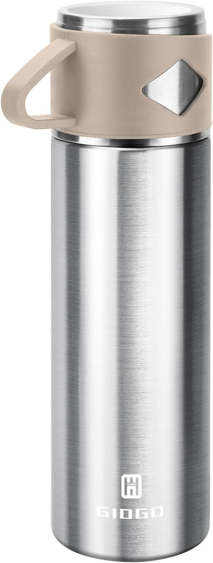 Stainless Steel Thermo 500ml/16.9oz Vacuum Insulated Bottle with Cup for Coffee Hot drink and Cold drink water flask.(Pink,Set)
