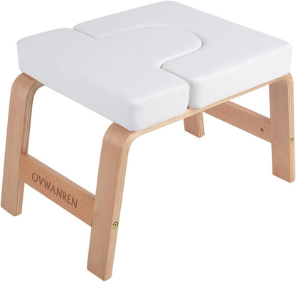 Yoga Headstand Bench- Stand Yoga Chair for Family, Gym - Wood and PU Pads - Relieve Fatigue and Build Up Body (Black)