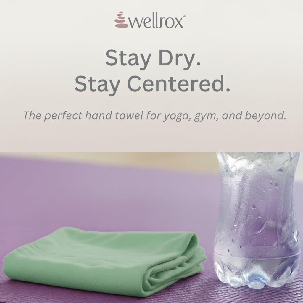 Wellrox Microfiber Yoga Hand Towel – Super Soft, Quick-Dry, Non Slip Yoga Towel for Hot Pilates, Gym & Workouts (26.5" x 16", Lavender)