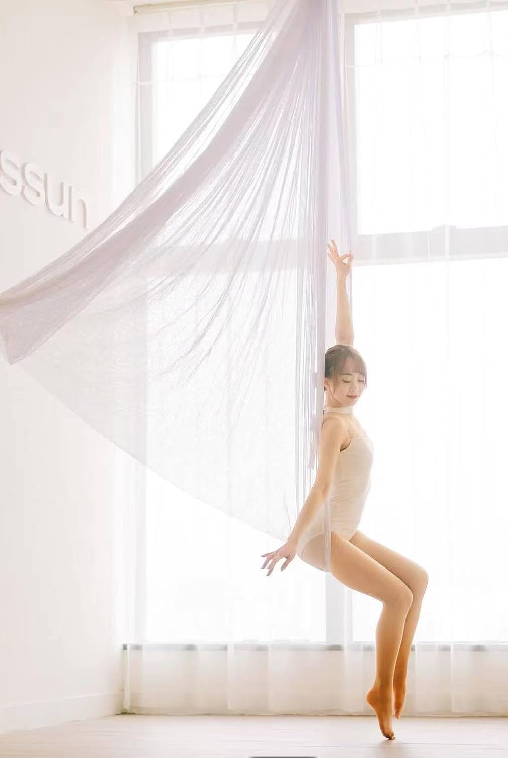 Transparent Aerial Yoga Hammock Set with Low Elasticity Aerial Silks Set Yoga Swings Included Accessories