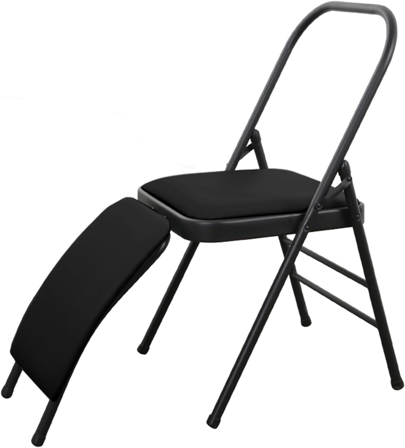 Morden Yoga Chair with Lumbar Support, Folding Yoga Assist Chair for Beginners Practice，Portable & Space-Saving (Pink PU)