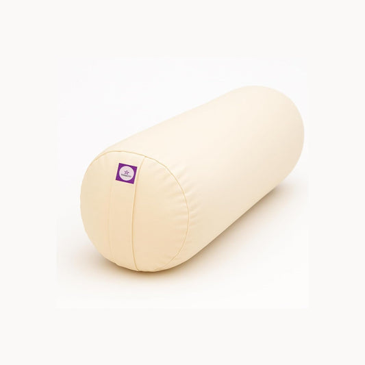 Yogikuti Iyengar Yoga Bolster Pillow – 100% Cotton Cylindrical Bolster for Restorative Yoga & Meditation – Firm & Durable Support Cushion with Washable Cover for Alignment & Comfort (White)