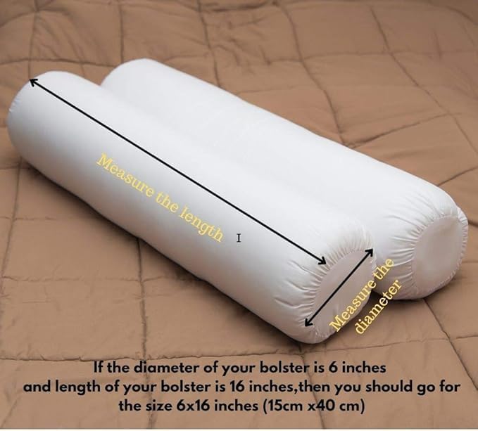 Ivory Cotton Bolster Cover – 16x6 in | Set of 2 | Soft, Washable Pillowcase for Round Yoga & Neck Roll Pillows