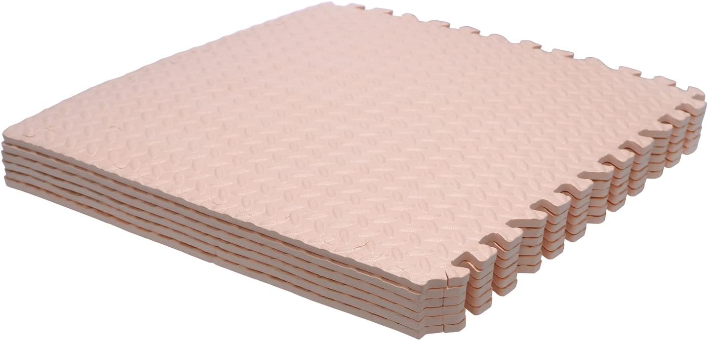 HTTMT- 8X(32 Sqft) Pink Gym Floor Mat 24x24 EVA Foam Interlocking Exercise Fitness Puzzle Floor Gym Yoga Mat Workout Pad [P/N: MTET-HOME012-8PC]