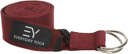 Everyday Yoga Strap with Metal D-Ring - Durable Stretching Strap for Yoga, Pilates, Flexibility & Physical Therapy (6ft, 8ft, 10ft)