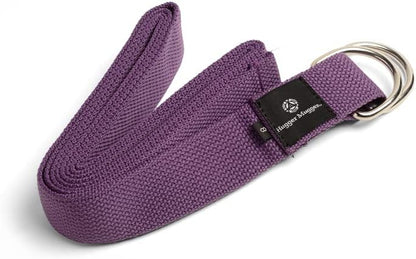 Hugger Mugger D-Ring Cotton Yoga Strap - Super Strong Cotton, Metal D-Ring Buckle, Multiple Lengths Available