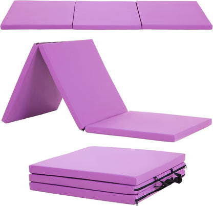 Gymnastics Tumbling Mat Portable Gymnastics Mat Foldable Tumbling Mat 2ft W 6ft L/4ft W 6ft L/4ft W 8ft L/4ft W 10ft Exercise Mat Yoga Mat with Carrying Handles for Yoga Gymnastics