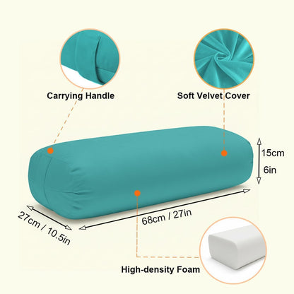Yoga Bolster Pillow for Restorative & Yin Yoga - Meditation Pillow with Velvet Cover - Rectangular