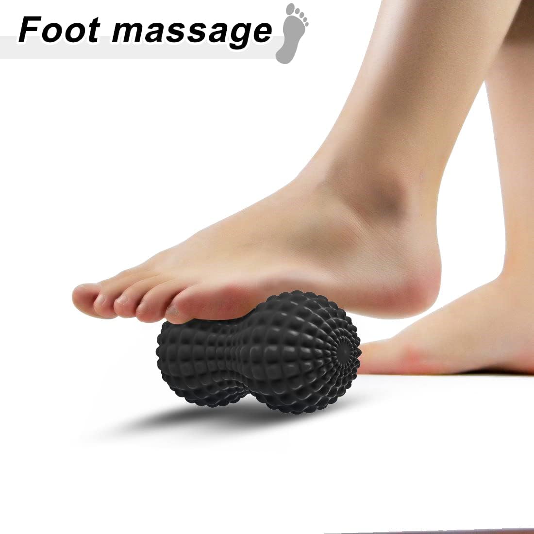 SELEWARE Peanut Massage Ball, Peanut Double Lacrosse Massage Roller Ball for Back Neck Shoulder Spine Legs Hips, Deep Tissue Peanut Roller Ball Trigger Point Muscle Massage Ball, Black
