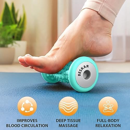 BESKAR Foot Massager Roller for Plantar Fasciitis Relief, Portable, Deep Tissue Muscle Massage, Foot Arch and Heel Pain, Reflexology Tool