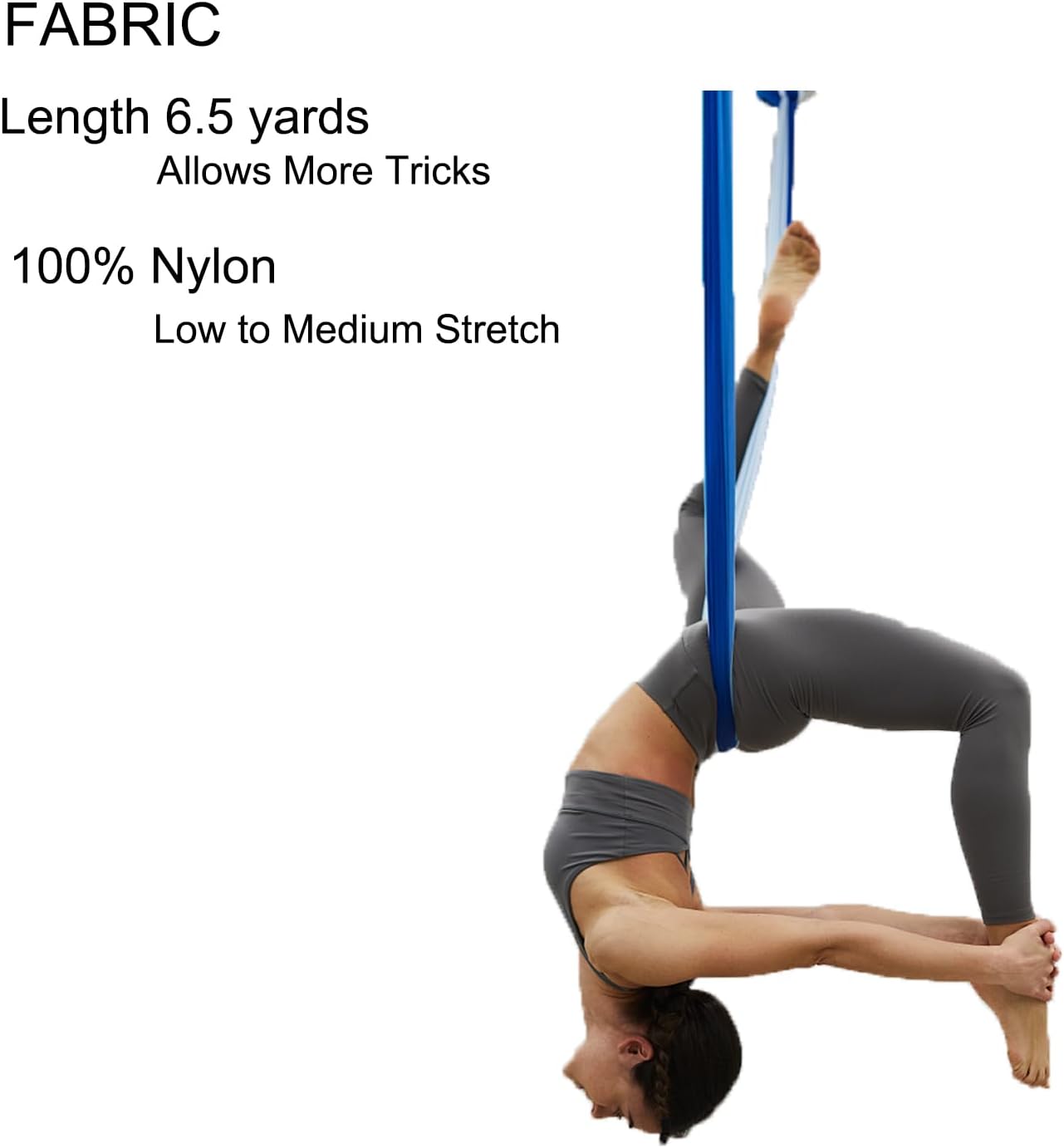 F.Life Aerial Yoga Hammock 6.5 yards Premium Aerial Sling Silk Fabric Yoga Swing for Antigravity Inversion Include Daisy Chain,Carabiner and Pose Guide