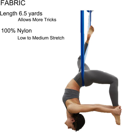 F.Life Aerial Yoga Hammock 6.5 yards Premium Aerial Sling Silk Fabric Yoga Swing for Antigravity Inversion Include Daisy Chain,Carabiner and Pose Guide