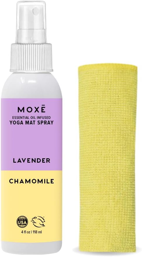 MOXE Yoga Mat Cleaner, Green America Certified, Rosemary and Lemon Essential Oils, Safe for All Mats and Exercise Equipment, 4 Oz (1 Pack)