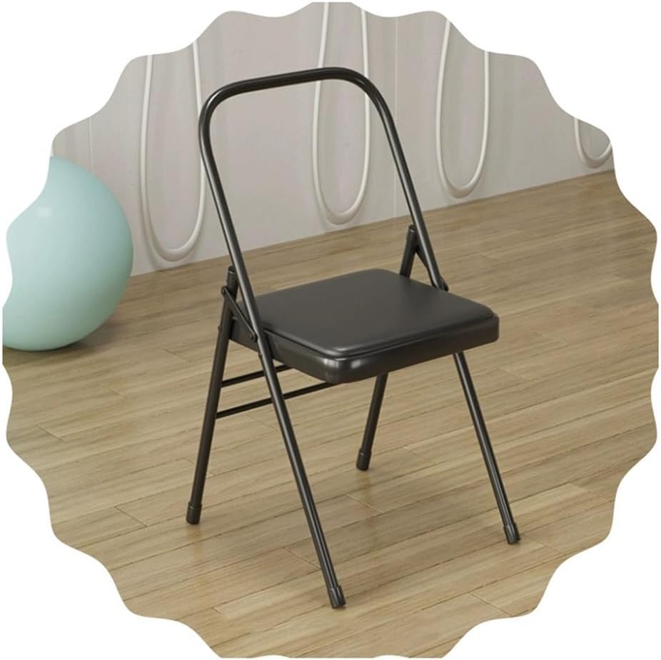 Folding Yoga Auxiliary Chair Portable Foldable Yoga Chair Backless Yoga Chair for Flexibility and Strength Training, White, Brown(White)