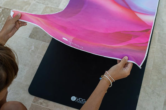 Yoga Design LAB | The HOT Yoga Towel | Premium Non Slip Colorful Towel | Designed in Bali | Eco Printed + Quick Dry + Mat Sized | Ideal for Hot Yoga, Bikram, Ashtanga, Sport, Travel! (Rose)