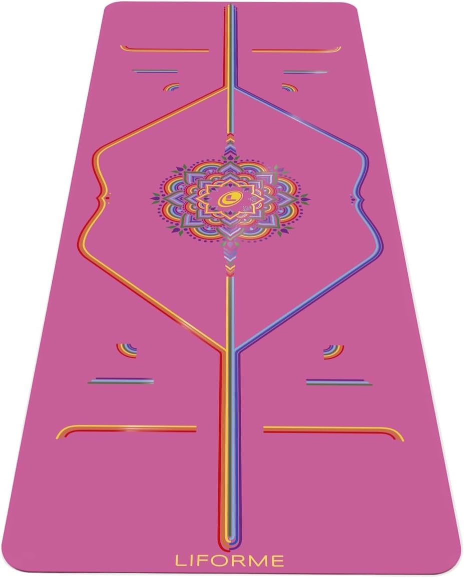Liforme Travel Yoga mat – Patented Alignment System, Warrior-Like Grip, Non-Slip, Eco-Friendly, Ultra-Lightweight and Sweat Resistant, Made with Natural Rubber