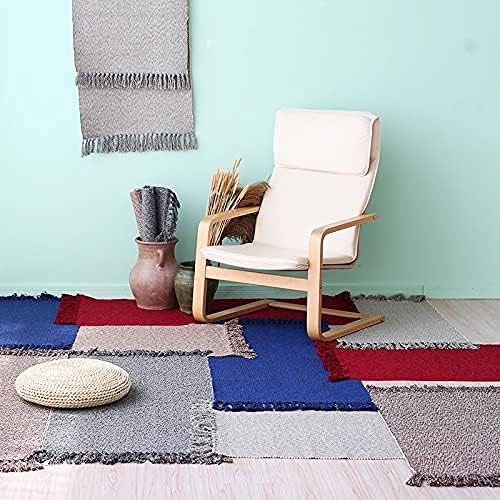 Cotton Bathroom Rug Reversible Laundry Room Rag Rug. Hand Woven Yoga mat Entryway Runner Kitchen Bathroom Bedroom Dorm (23"x80", Silver)