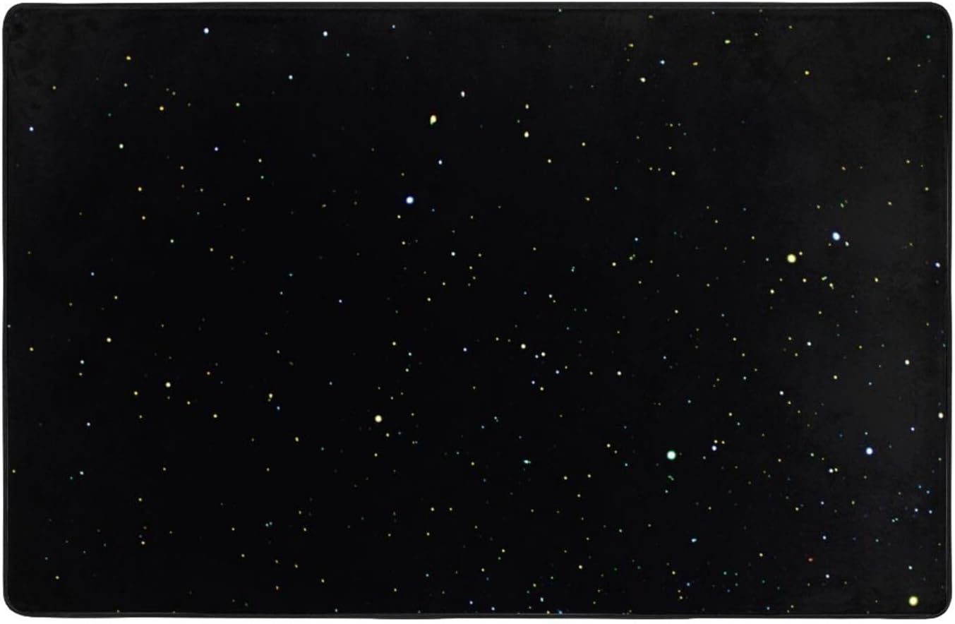 Black Starry Star Sky Large Carpet Rugs Washable Area Rugs Non-Slip Yoga Mat Bedroom Playroom Classroom Nursery Room Ultra Soft Indoor Carpet 39.5 X 59 Inch