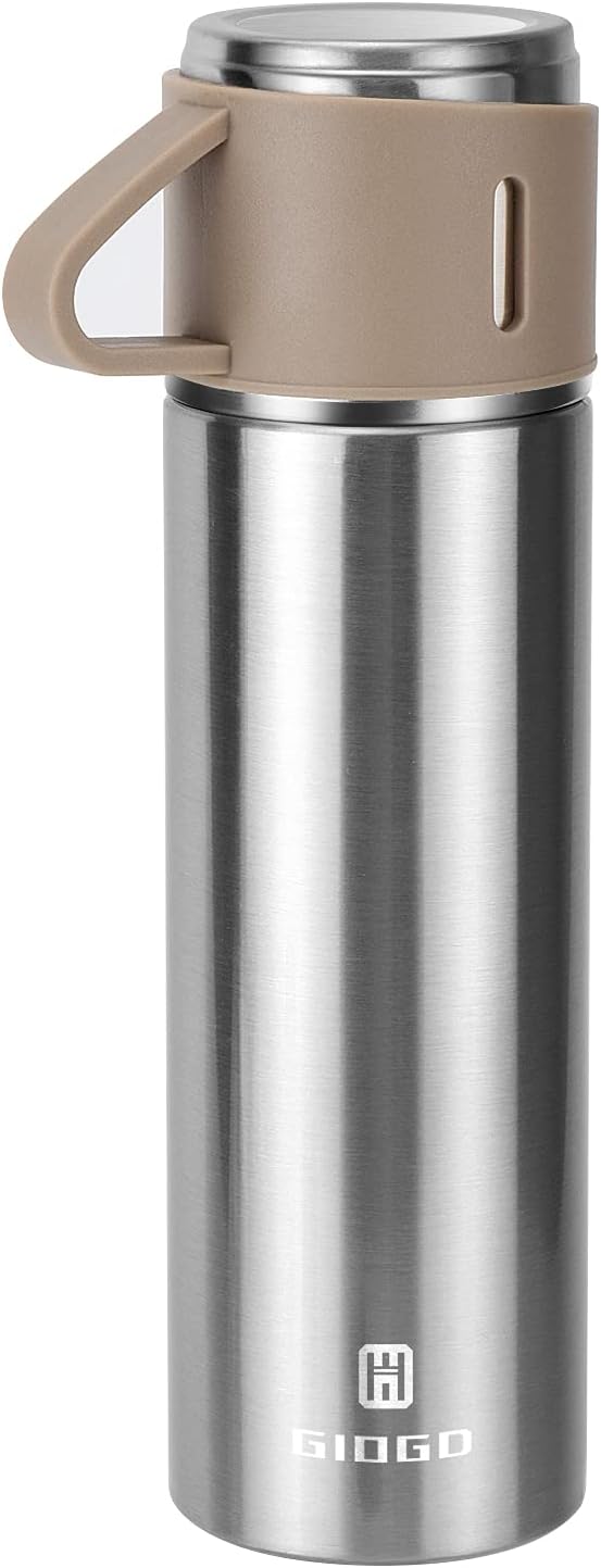 Stainless Steel Thermo 500ml/16.9oz Vacuum Insulated Bottle with Cup for Coffee Hot drink and Cold drink water flask.(Pink,Set)