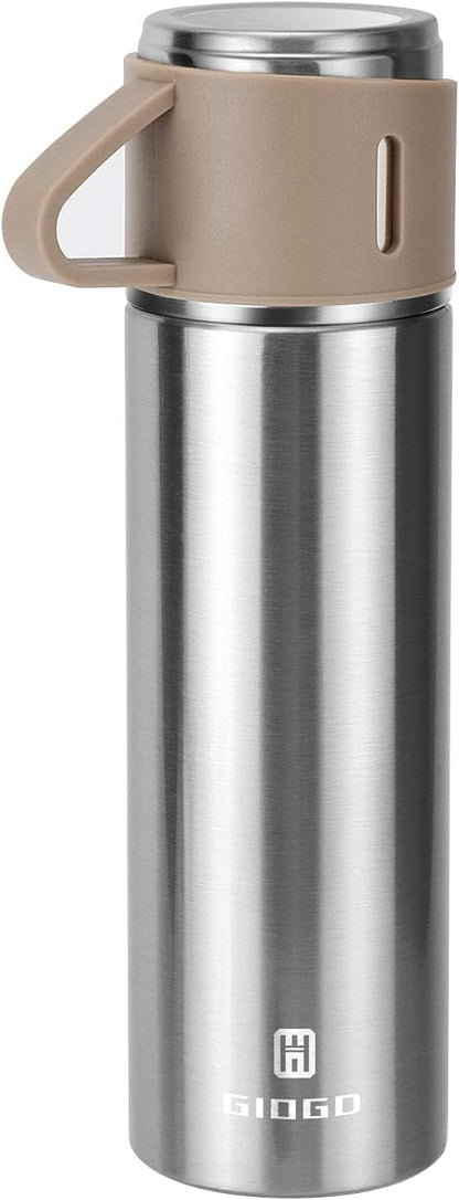 Stainless Steel Thermo 500ml/16.9oz Vacuum Insulated Bottle with Cup for Coffee Hot drink and Cold drink water flask.(Pink,Set)