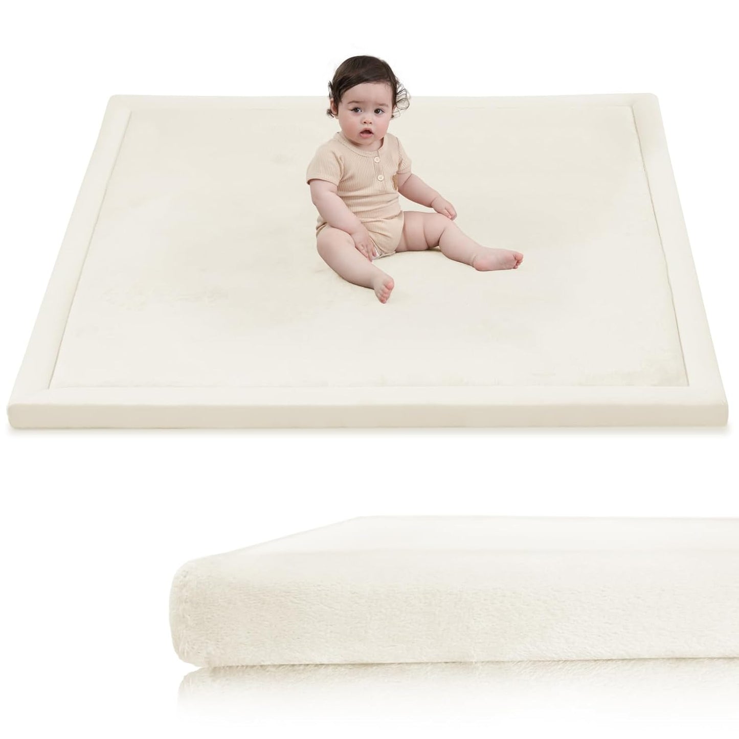 Baby Play Mat for Floor,1.3" Thick Memory Foam Tummy Time Mat,Soft Coral Velvet Nursery Rug,Large Non Slip for Crawling,Toddlers,Infants,Kids,Yoga & Tatami Style for Living Room(Dark Gray)