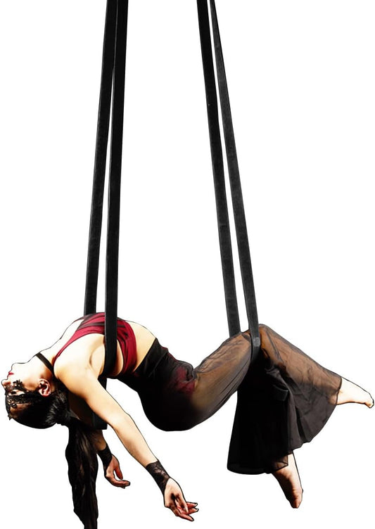 4.9ft 1.5m Aerial Straps Ropes Yoga Aerial Acrobatics Body Aerial Loop Trapeze Circus Apparatuses Equipment Three-Layer Straps 1 pairs