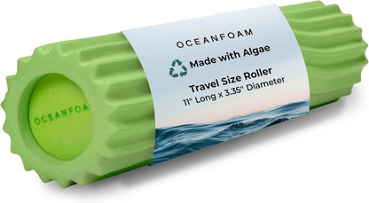 Oceanfoam Ripple Travel Foam Roller (11" x 3.35") Firm Mini Foam Roller for Physical Therapy, Deep Tissue Massage, Back Pain - High Density, Ergonomic Wave Textured - Yoga, Pilates, Exercise (Natural) - Colors A