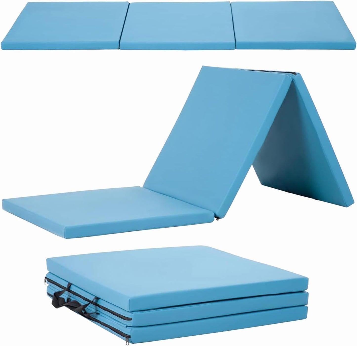 Gymnastics Tumbling Mat Portable Gymnastics Mat Foldable Tumbling Mat 2ft W 6ft L/4ft W 6ft L/4ft W 8ft L/4ft W 10ft Exercise Mat Yoga Mat with Carrying Handles for Yoga Gymnastics