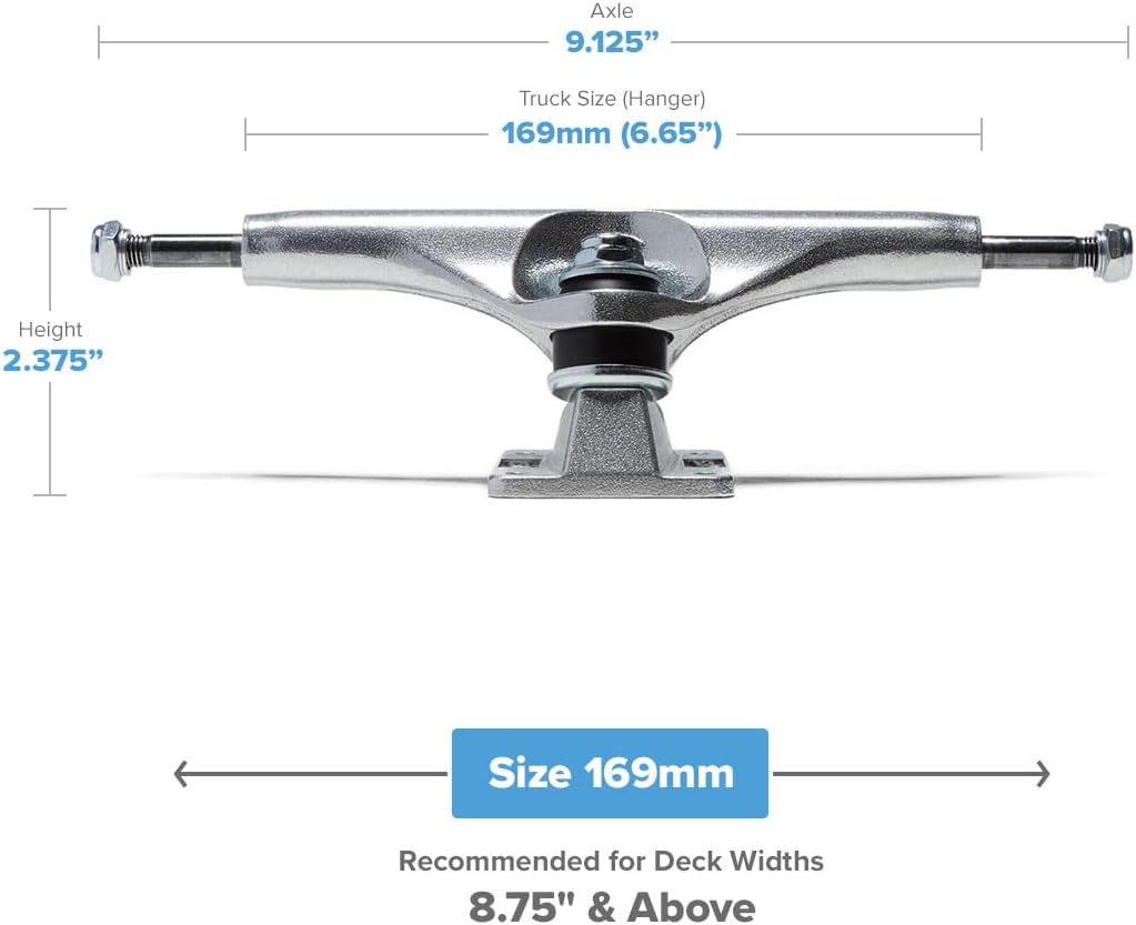 [CCS] Skateboard Trucks - 109mm, 129mm, 139mm, 144mm, 149mm, 169mm Black/Raw W/1" Mounting Hardware