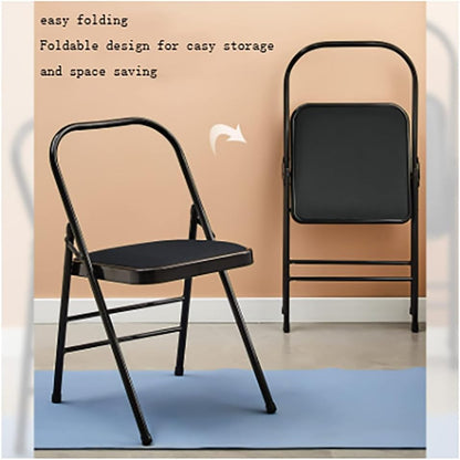 Yoga Folding Chair,Yoga Auxiliary Chair,Iyengar Metal Folding Chair,Reinforced Portable Backless Chair White 31.5in*18.5in*17.3in,Green