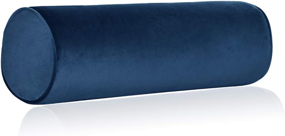 Tinbolunce Memory Foam Roll Pillow for Knee/Leg/Neck - Full Moon Bolster/Round Cylinder Pillow for Sleeping on Side or Back - Removable Cooling Cover Length 18" x 6" Diameter (Gray Pink)