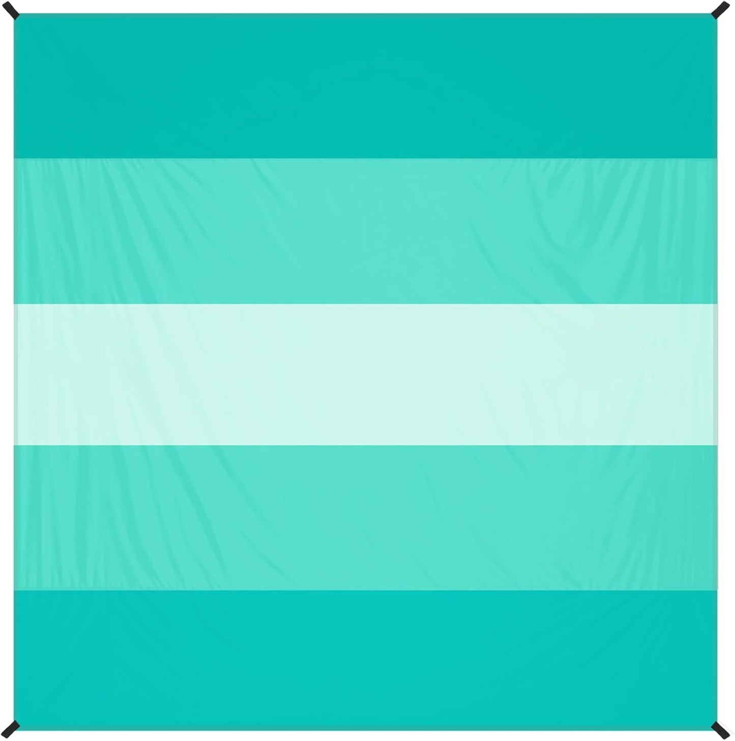 BYDOLL Beach Blanket Waterproof Sandproof Large Sand Free,78''X81''/10'X9' Oversized Sandless Lightweight Blanket Picnic Mat for Beach Travel Camping Hiking with Stakes