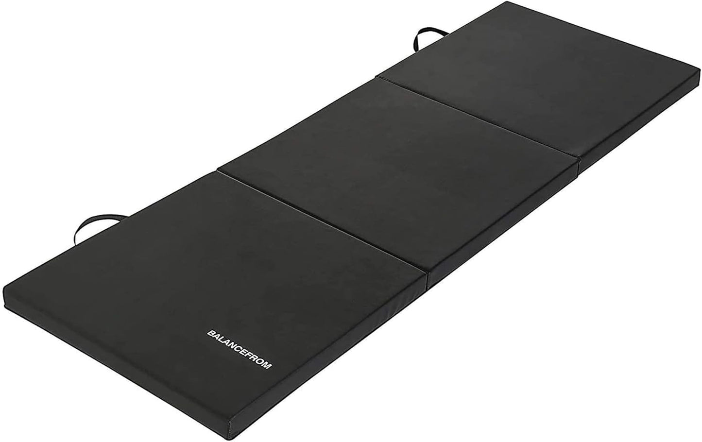 BalanceFrom 6x2 Feet 3-Panel Folding Gymnastics Mat – 2-Inch Thick Pad with Vinyl Surface and Carrying Handles for Tumbling, Yoga, Pilates, Home Workouts, and Martial Arts