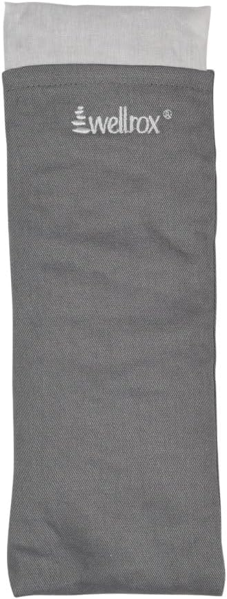 Wellrox Weighted Eye Pillow - Flaxseeds & Lavender Eye Pillow Weighted for Restorative Yoga, Meditation & Stress Relief | Microwave Heating Pad & Cool Compress for Sinus Relief (Grey, Unscented)