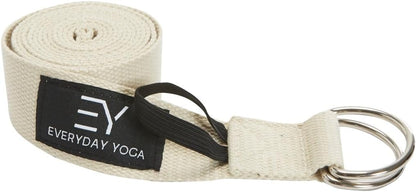 Everyday Yoga Strap with Metal D-Ring - Durable Stretching Strap for Yoga, Pilates, Flexibility & Physical Therapy (6ft, 8ft, 10ft)