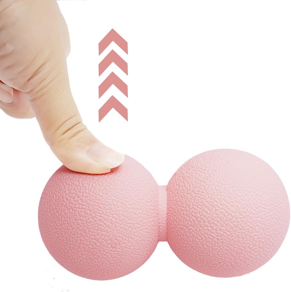Double Lacrosse & Micro-Elastic Peanut Massage Ball - Myofascial Release Tool for Muscle, Back, Foot, and Physical Therapy, Mobility Roller for Acupressure and Relaxation (Pink)