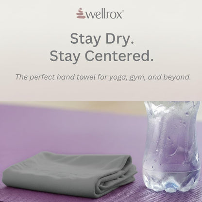 Wellrox Microfiber Yoga Hand Towel – Super Soft, Quick-Dry, Non Slip Yoga Towel for Hot Pilates, Gym & Workouts (26.5" x 16", Lavender)