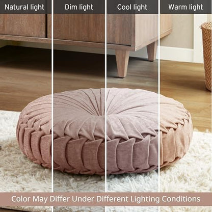 Intelligent Design Large Floor Pillow for Adults Yoga or Meditation Cushion with Handle, Floor Cushion for Board Games, Lustrous Chenille Tufted, Handsewn Scalloped Edge, Azza, 24" x 24" x 5" Yellow