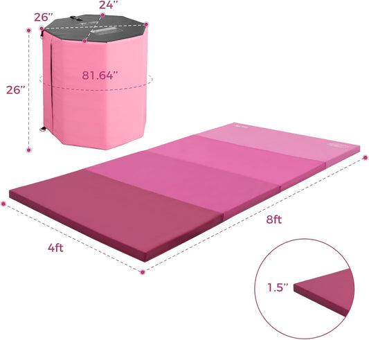 Kangaroo Hoppers Gymnastics Bar Set for Home Gym Exercise, 4×8 FT Gymnastics Mat and Octagon Tumble or Incline Wedge Cheese Mat for Kids Tumbling, Skill Training